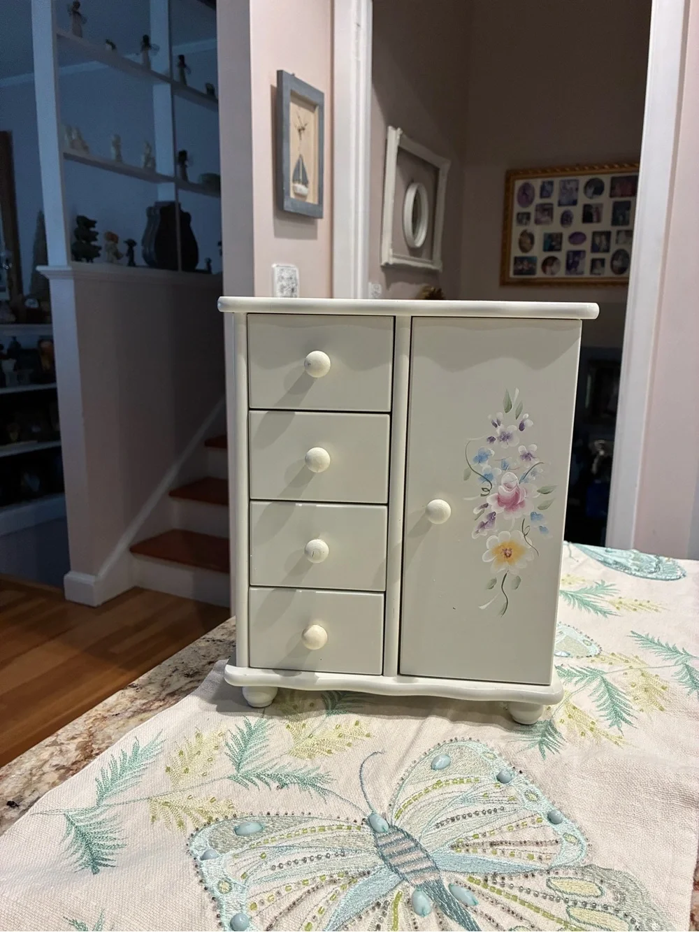Floral Accent Jewelry Organizer Cabinet